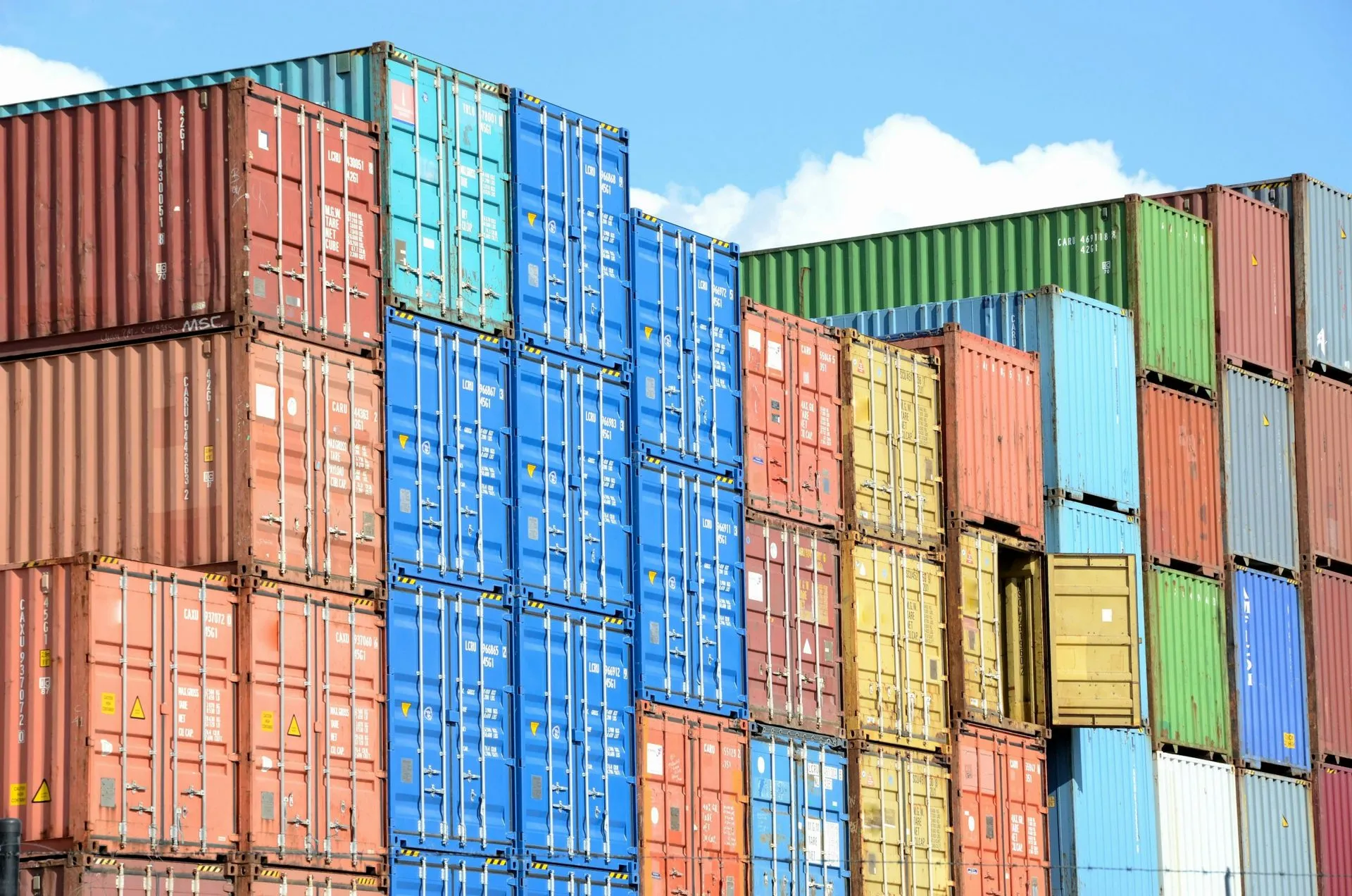 Stacked shipping containers